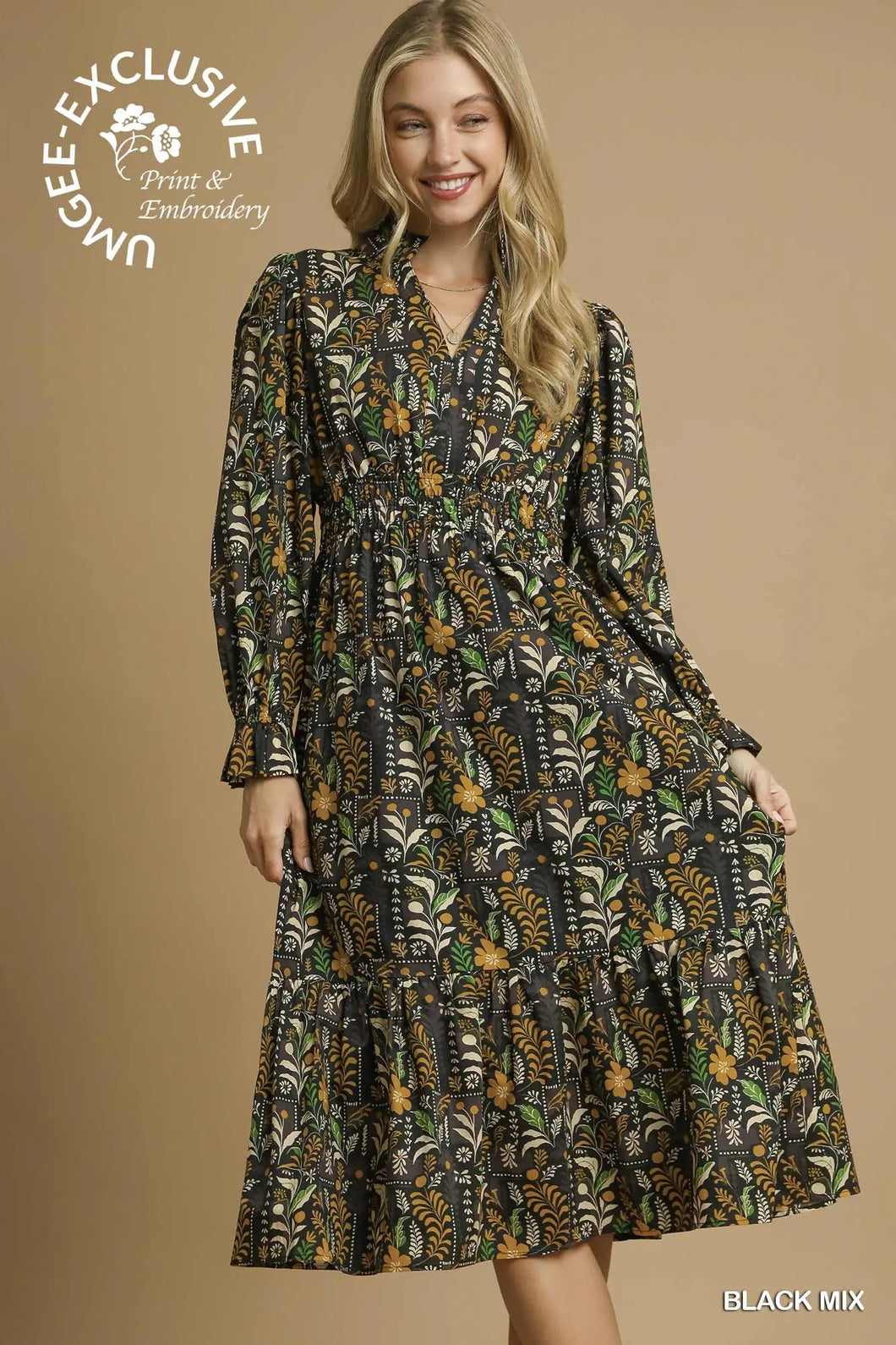 Black Adel floral dress