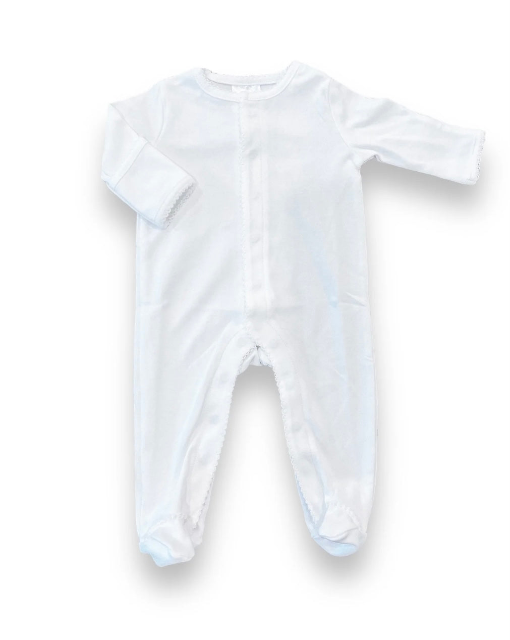 Southern Proper Picot trim All white footie sleeper