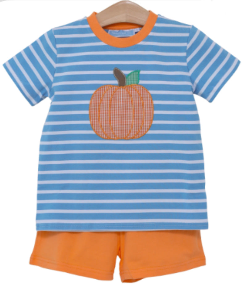 Trotter Street Pumpkin Appliqué Short Set