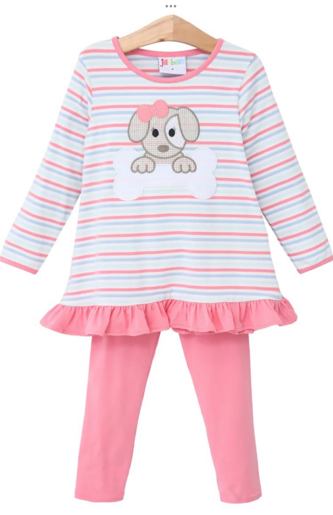Puppy Ruffle Applique Pant Set
