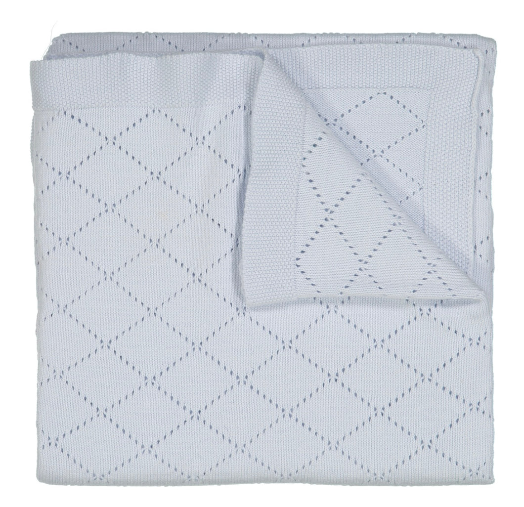 Blue Diamond Pointelle Knit Blanket by Feltman Bros.