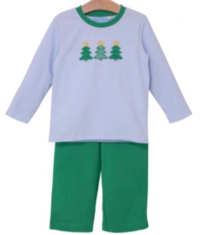 Trotter Street Christmas Tree Appliqué Pant Set