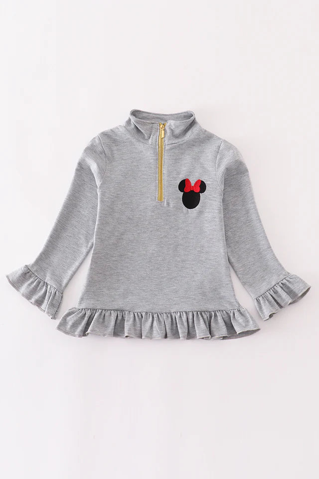 Grey Character Embriodery Pullover girl