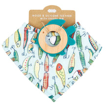Load image into Gallery viewer, Blue Fishing lure Bib and teether set
