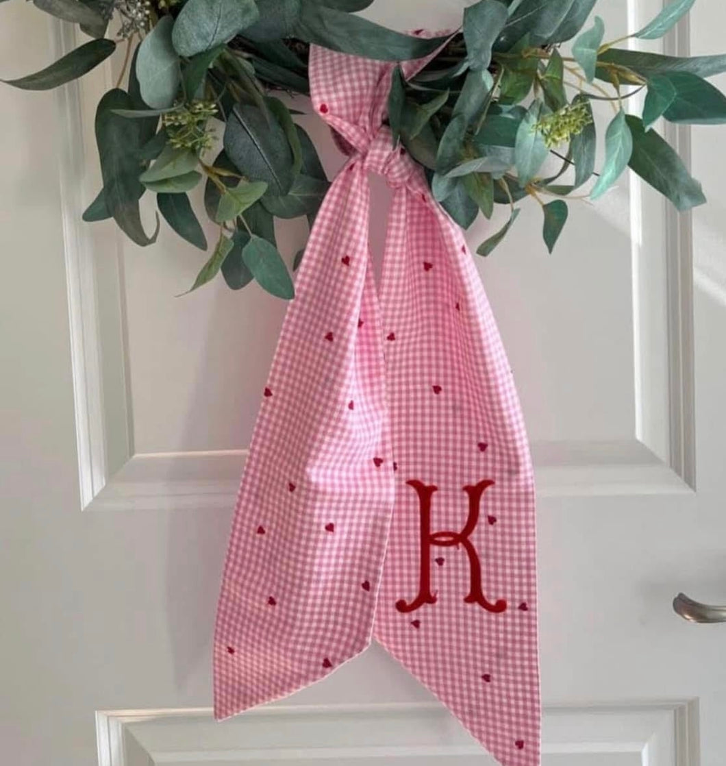 Tiny hearts embroidered wreath sash.