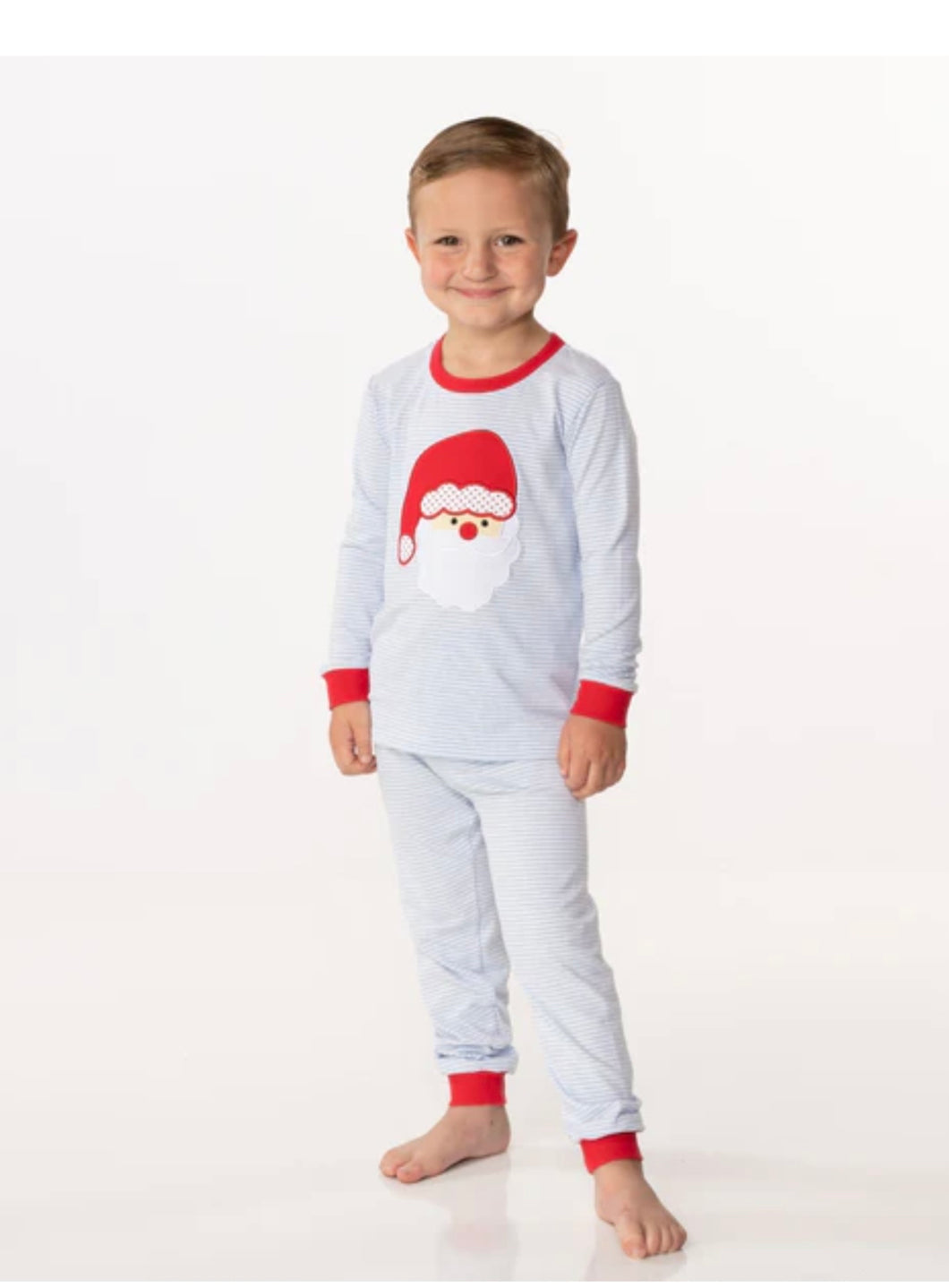 Santa Face Light blue pj set