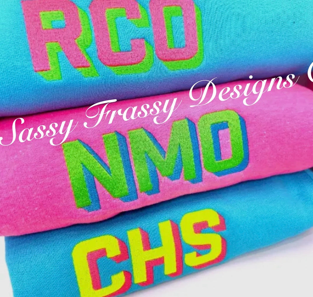 Block shadowed embriodery monogrammed sweatshirt pre order- youth