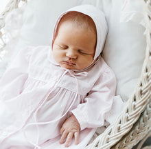 Load image into Gallery viewer, Pink and White Infant gown and hat by Feltman Bros.
