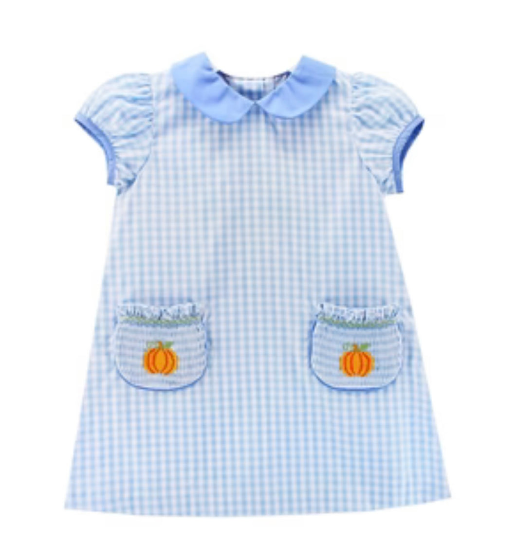 Pumpkin Hariet Dress Light Blue Check