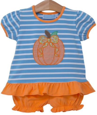 Trotter Street Pumpkin Appliqué Bloomer set