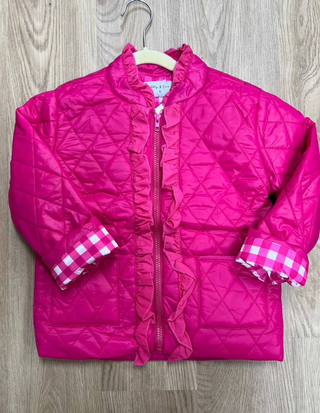 Hot Pink Ruffle quilted coat