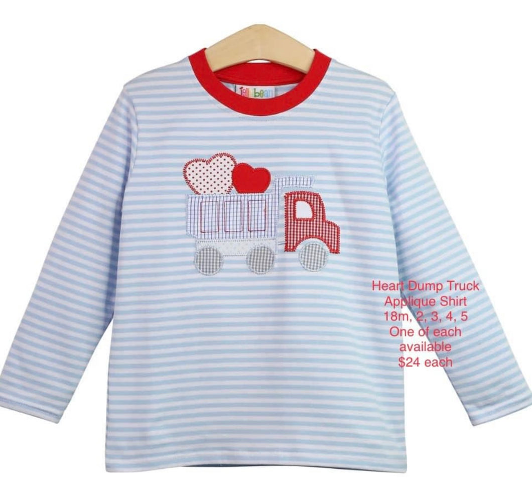 Heart dump truck applique shirt