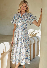 Load image into Gallery viewer, Blanche Floral Off white Bubble sleeve midi dress

