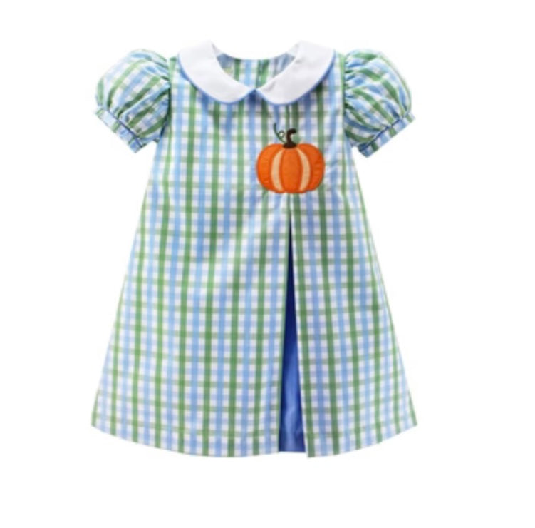 Julie Pumpkin Dress in Bluegrass Check