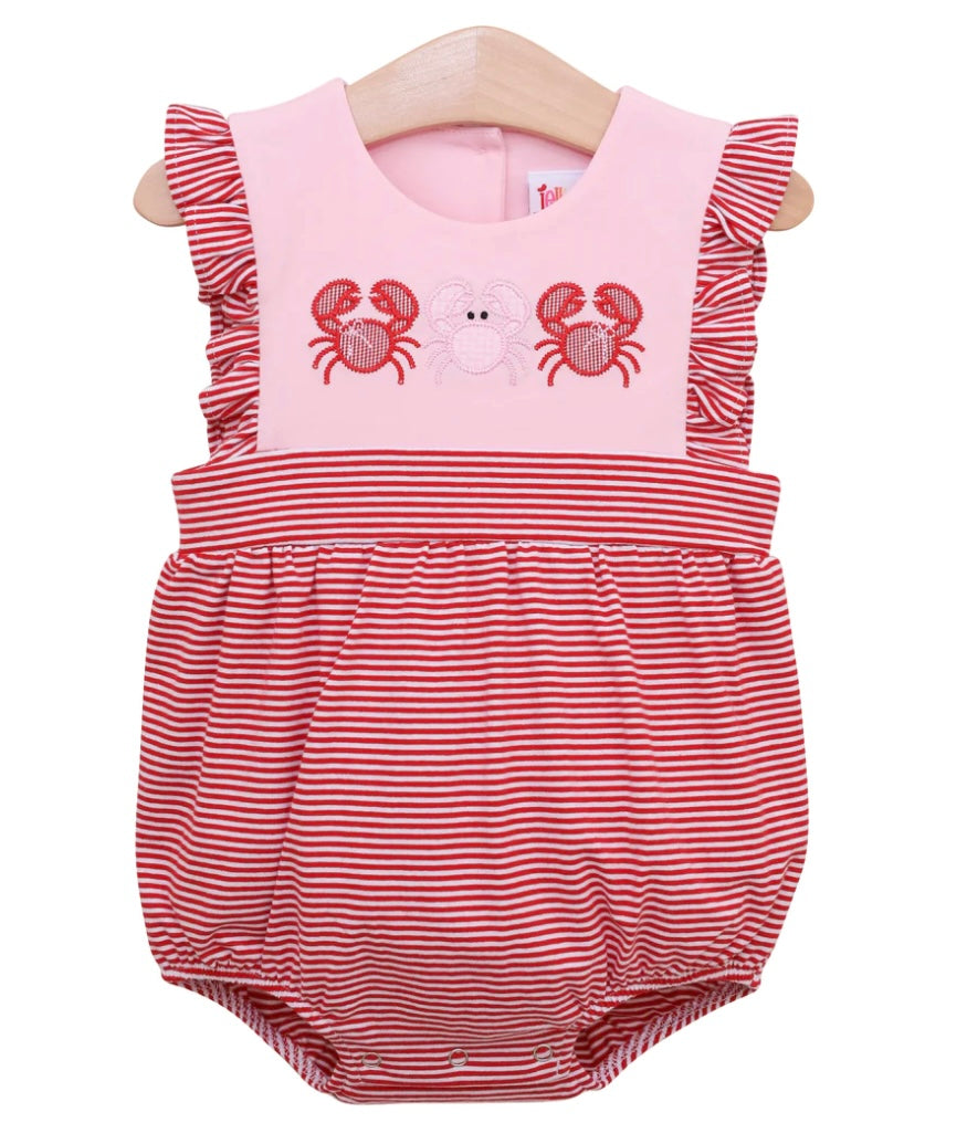 Crab ruffle Sunsuit pink and red