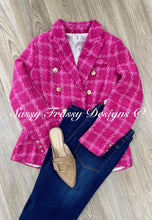 Load image into Gallery viewer, Ladies plaid textured double breasted blazer
