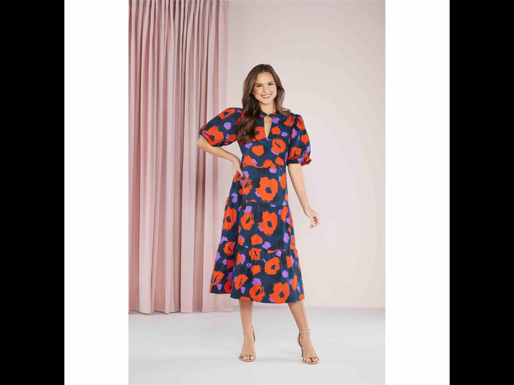 Cherry Leopard Christine Tiered Midi Dress