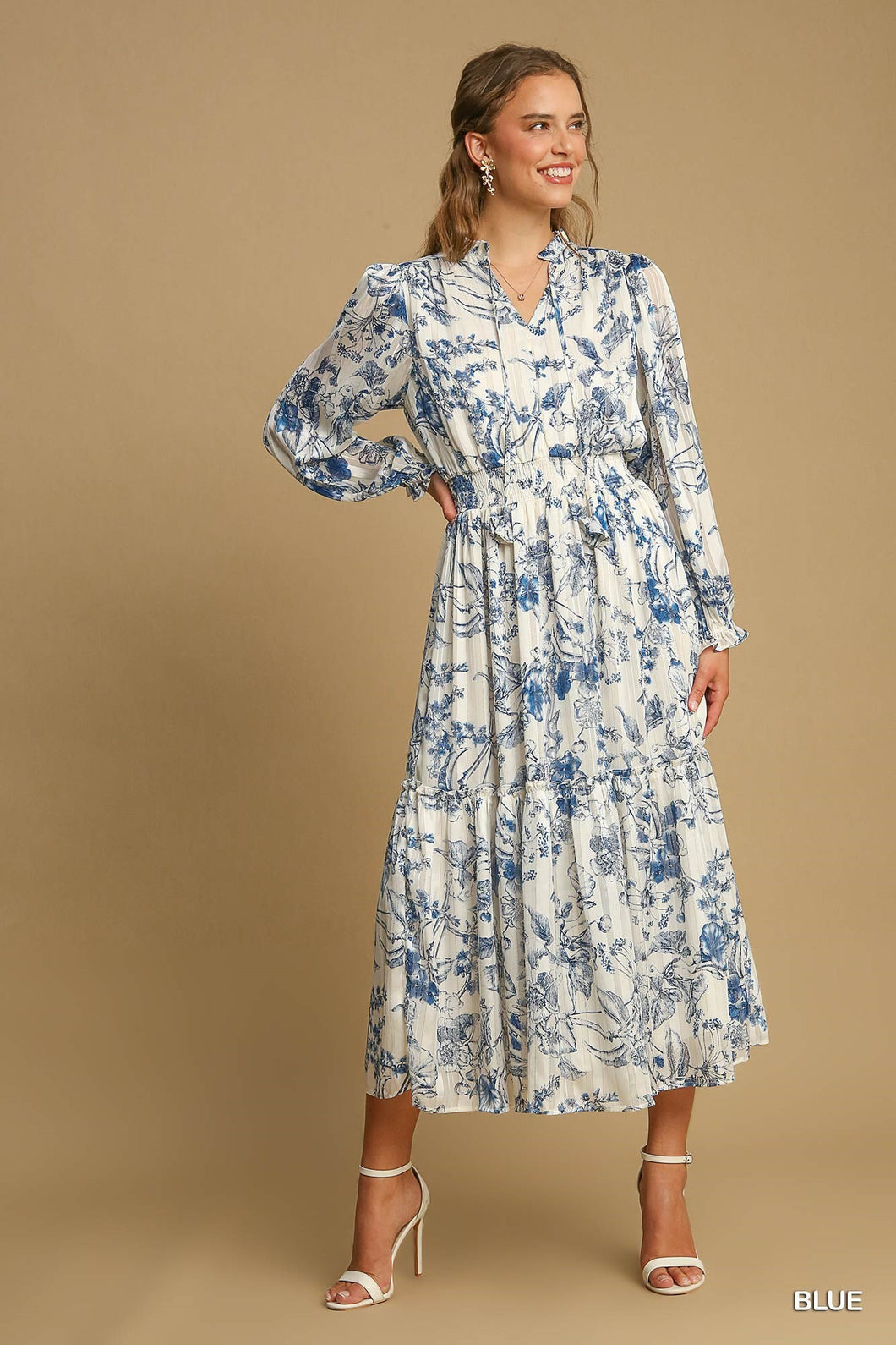 Lurex floral print Midi dress plus