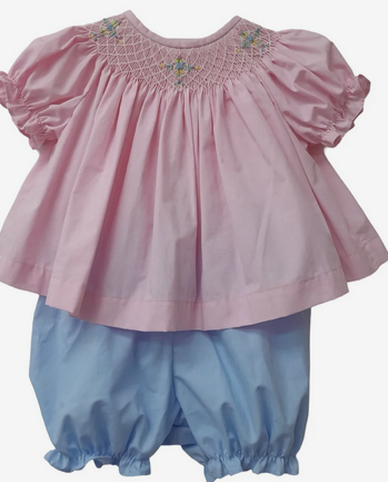 Floral Smocked Cross Bloomer Set