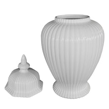 Load image into Gallery viewer, White Porcelain Fluted Decorative Ginger Jar 24&quot;
