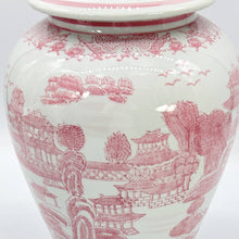 Load image into Gallery viewer, Pink &amp; White Chinoiserie Ceramic Jar 18&quot;-local pick up only
