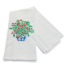 Load image into Gallery viewer, Towel - Red Berries in Chinoiserie Planter Pot
