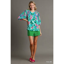 Load image into Gallery viewer, Boxy Cut Round Neck Top : TEAL MIX
