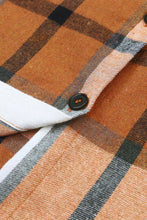 Load image into Gallery viewer, Plaid Pattern Collared Neck Ruffled Sleeve Shirt Dress: Khaki / 65%Polyester+35%Cotton
