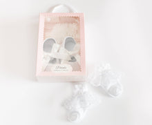 Load image into Gallery viewer, White Baby Girl Lace Baptism or Christening Socks with Cross
