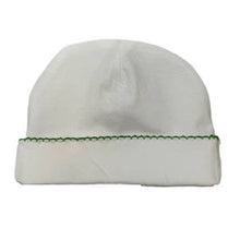 Load image into Gallery viewer, Hat (Picot Trim) Baby Gift, Hospital, Embroidery, Monogram: White with White trim
