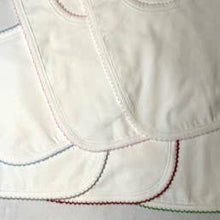 Load image into Gallery viewer, Bib (Picot Trim) Newborn, Baby Gift, Embroidery, Monogram: White Trim
