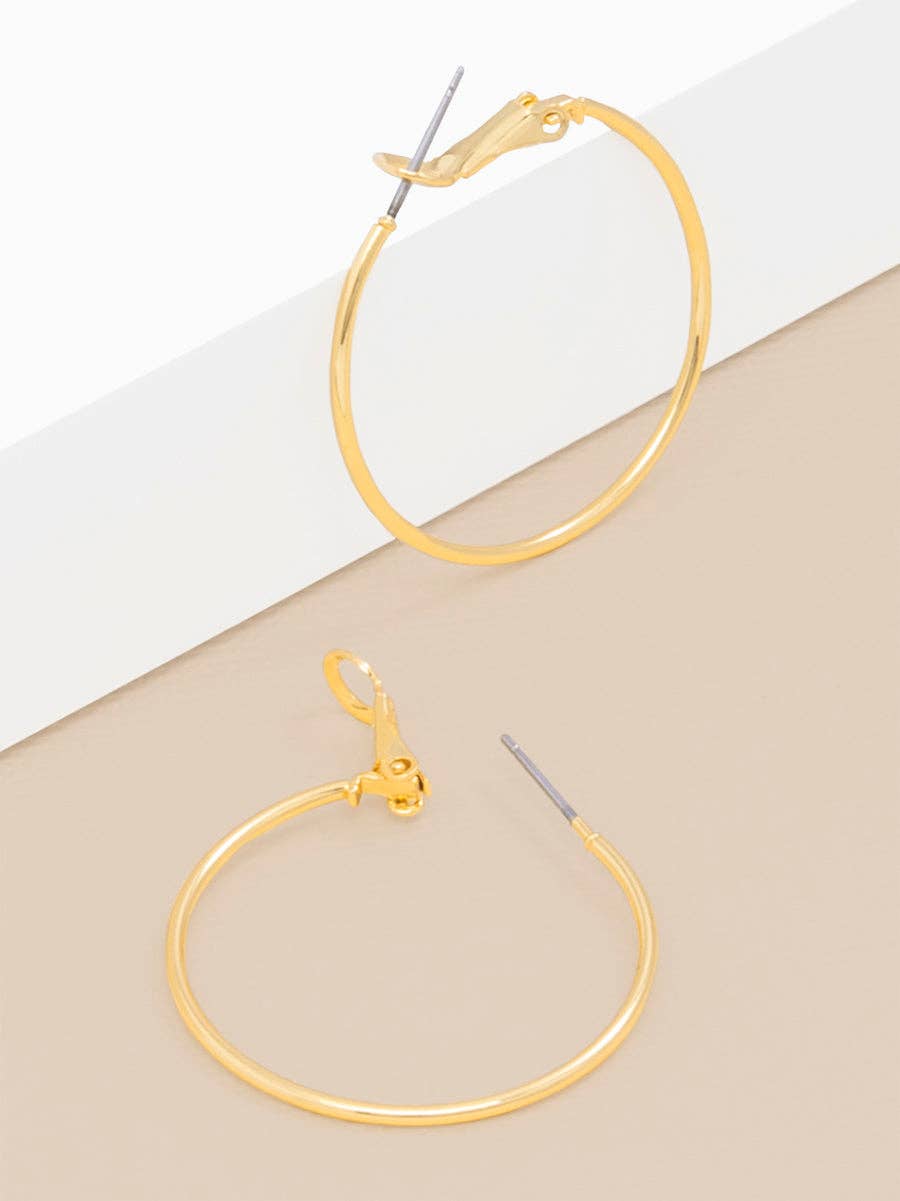 Small Metal Slim Hoop Earring: GLD