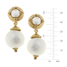 Load image into Gallery viewer, Gold with Cotton Pearl Earrings
