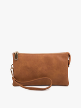 Load image into Gallery viewer, M013 Riley Monogrammable 3 Compartment Crossbody/Wristlet: Saddle
