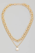 Load image into Gallery viewer, Pearl Charm Chain Layered Necklace J2238PRL: Gold
