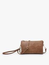 Load image into Gallery viewer, M013 Riley Monogrammable 3 Compartment Crossbody/Wristlet: Saddle
