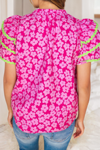 Load image into Gallery viewer, LDC Contrast Ric Rac Layered Ruffle Sleeve Blouse
