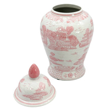 Load image into Gallery viewer, Pink &amp; White Chinoiserie Ceramic Jar 18&quot;-local pick up only
