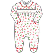 Load image into Gallery viewer, Chloe&#39;s Classics Smocked Collared Printed Footie: Red / NB
