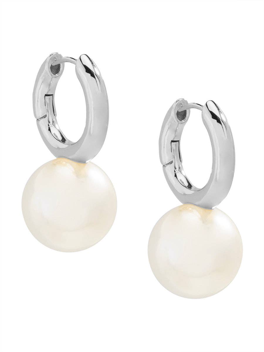 Pearl Drop Huggie Earring: RH/PRL