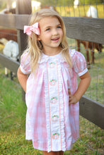 Load image into Gallery viewer, Proper Pumpkins Pink Gingham A-Line Dress with Pumpkin Embroidery: 2T
