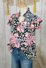 Load image into Gallery viewer, Megan Fashion Floral Print Tiered V Neck Blouse preorder
