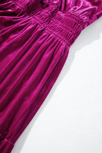 Load image into Gallery viewer, Velvet Shirred Waist Tiered Maxi Dress: Red Dahlia / 95%Polyester+5%Elastane
