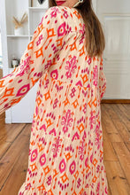 Load image into Gallery viewer, Orange Western Abstract Geometric Printed Maxi Dress: Orange
