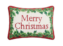 Load image into Gallery viewer, Merry Christmas Embroidered Needlepoint Pillow 10x14

