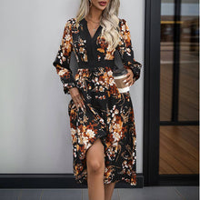 Load image into Gallery viewer, Women&#39;s Fashion Printed  Dress: Black / 100% polyester
