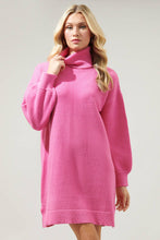 Load image into Gallery viewer, Shawnee Waffle Knit Turtleneck Sweater Dress: Emerald
