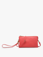 Load image into Gallery viewer, M013 Riley Monogrammable 3 Compartment Crossbody/Wristlet: Saddle
