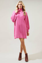 Load image into Gallery viewer, Shawnee Waffle Knit Turtleneck Sweater Dress: Emerald

