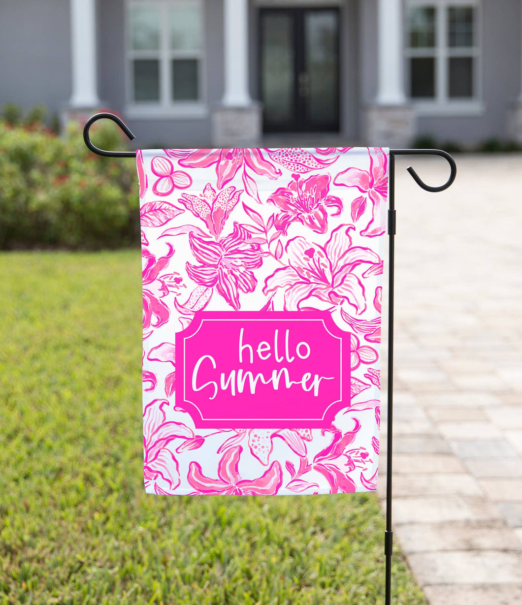 Summer Garden Flag - Pink Flowers Hello Summer: 12